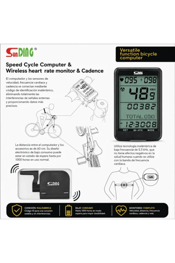 Ciclocomputadora Sunding SD-577C SD-557C - Negro