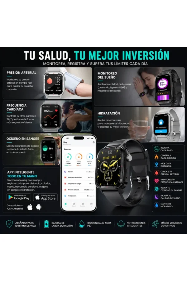 Smartwatch O'clock GT-96 G96 - Negro