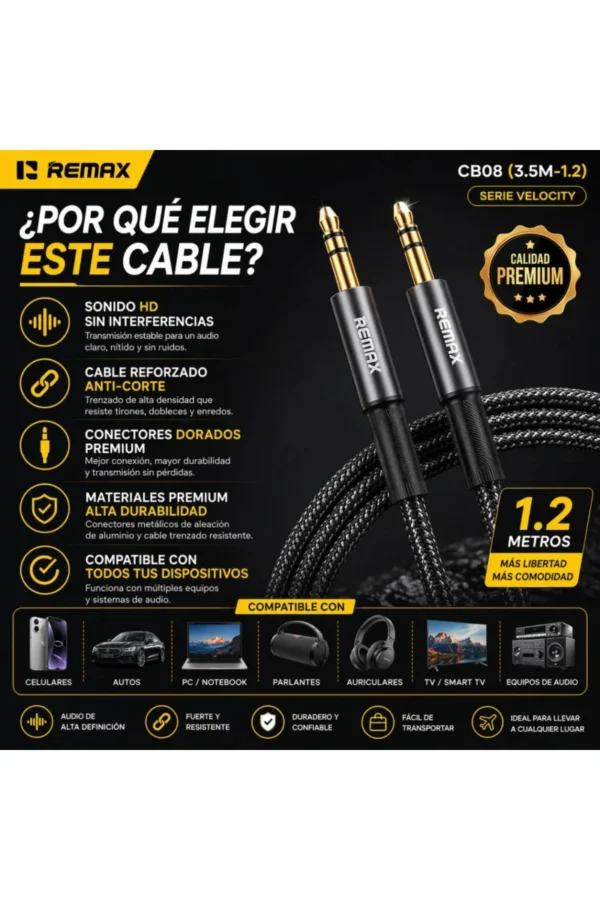 Cable Auxiliar iRemax CB08 - Negro