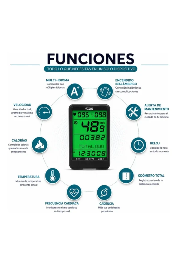 Ciclocomputadora Sunding SD-577C SD-557C - Negro