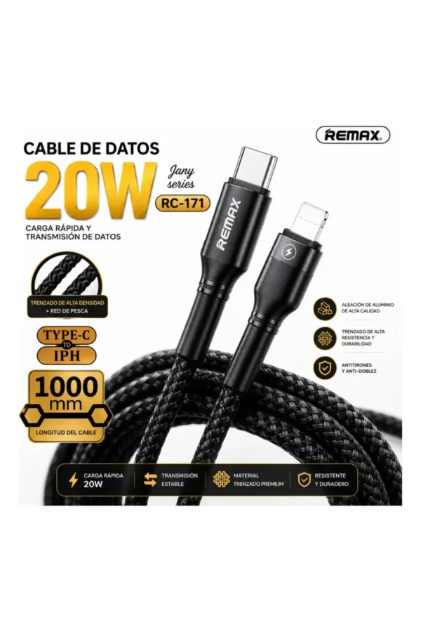 D_NQ_NP_2X_677702-MLA111354032792_052026-F.jpg Cable de Datos Remax RC-171 - Negro
