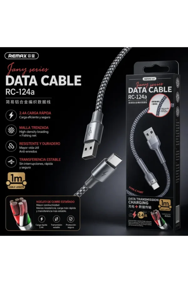 Cable de Datos Remax RC-124A - Gris oscuro