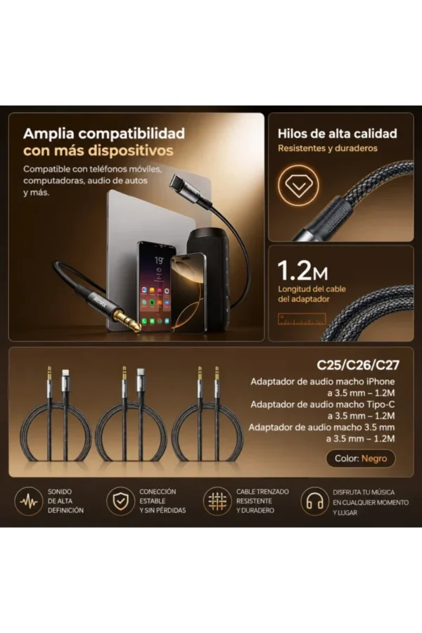 D_NQ_NP_2X_691758-MLA110828550034_052026-F.jpg Cable Adaptador Remax C25 - Negro