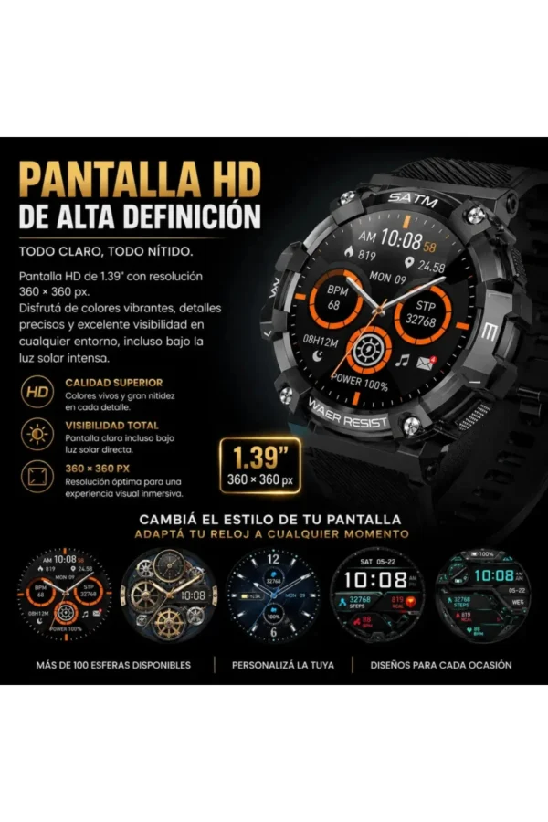Smartwatch O'clock T-REX66 PG666 - Negro