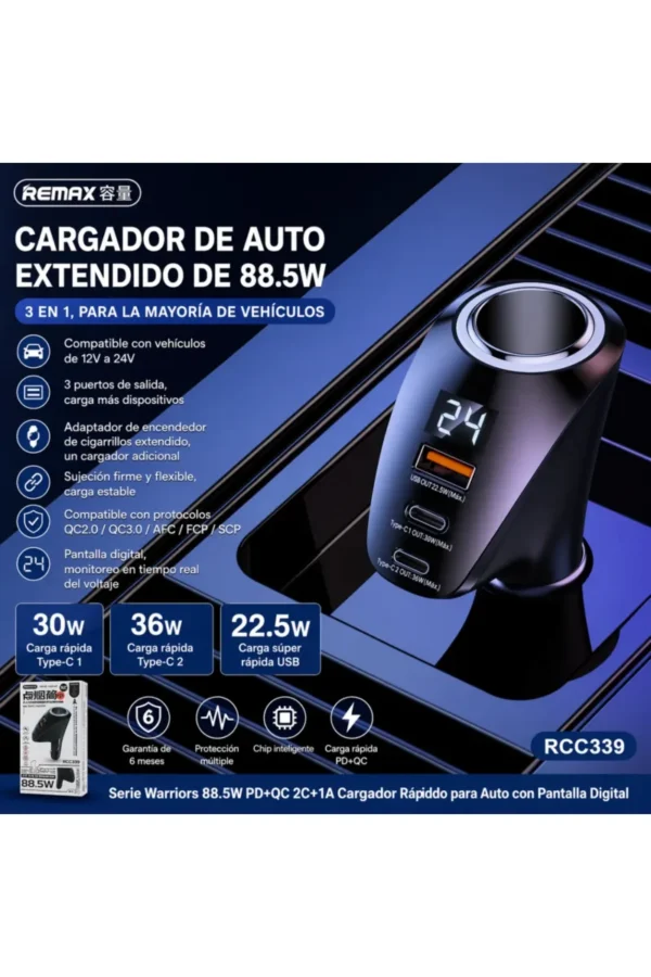 D_NQ_NP_2X_721553-MLA110594271602_052026-F.jpg Cargador de Auto Remax RCC339 - Negro