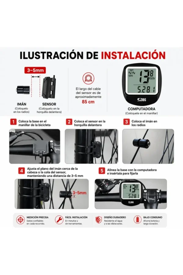 Ciclocomputadora Sunding SD-546E - Negro