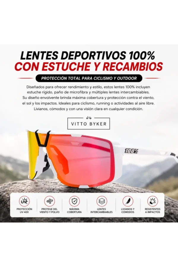D_NQ_NP_2X_742008-MLA110462417358_052026-F.jpg Anteojos de Ciclismo 100% Bike con Estuche y 3 Lentes