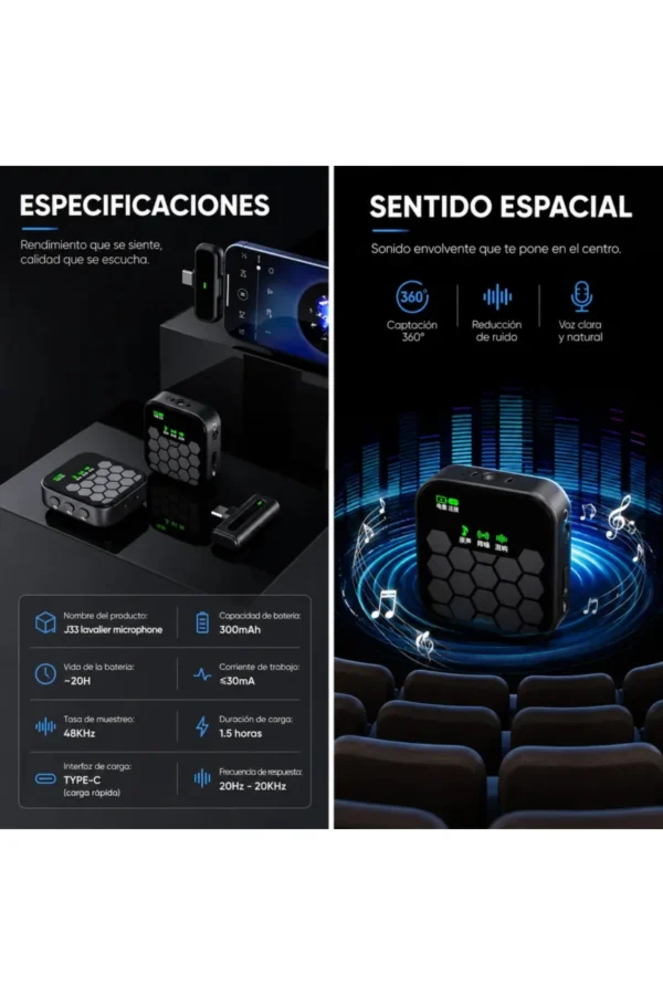 D_NQ_NP_2X_758558-MLA110459049304_052026-F.jpg Micrófono Corbatero O'clock J33 - Negro