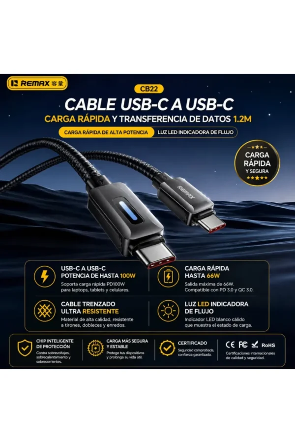 Cable de Datos iRemax CB22-C-C - Negro