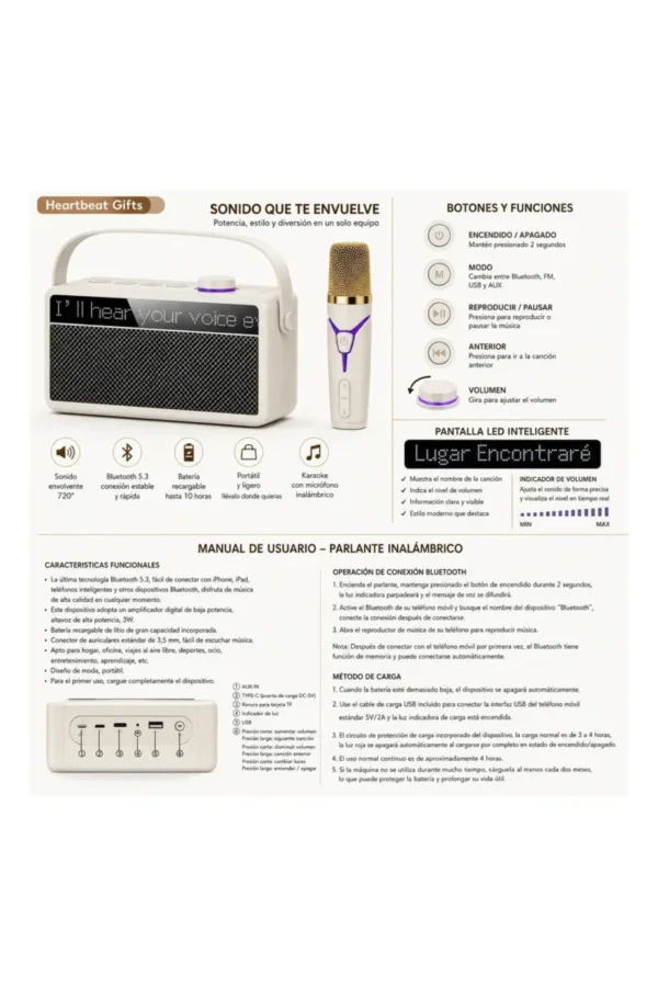 Parlante Karaoke O'clock ST-169 - Beige