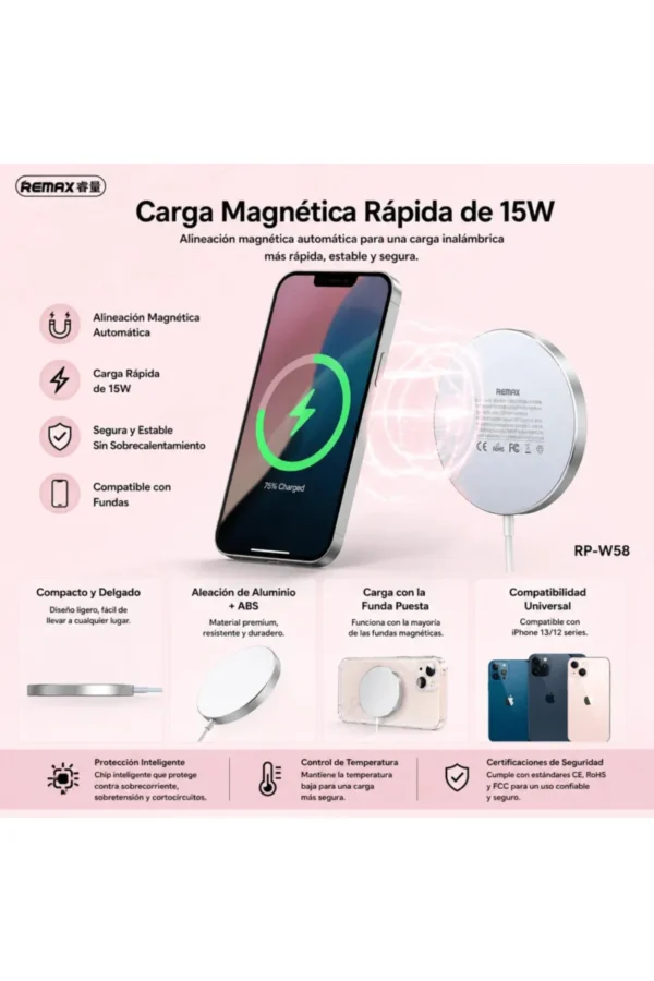 Cargador Magnético Remax RP-W58 - Blanco