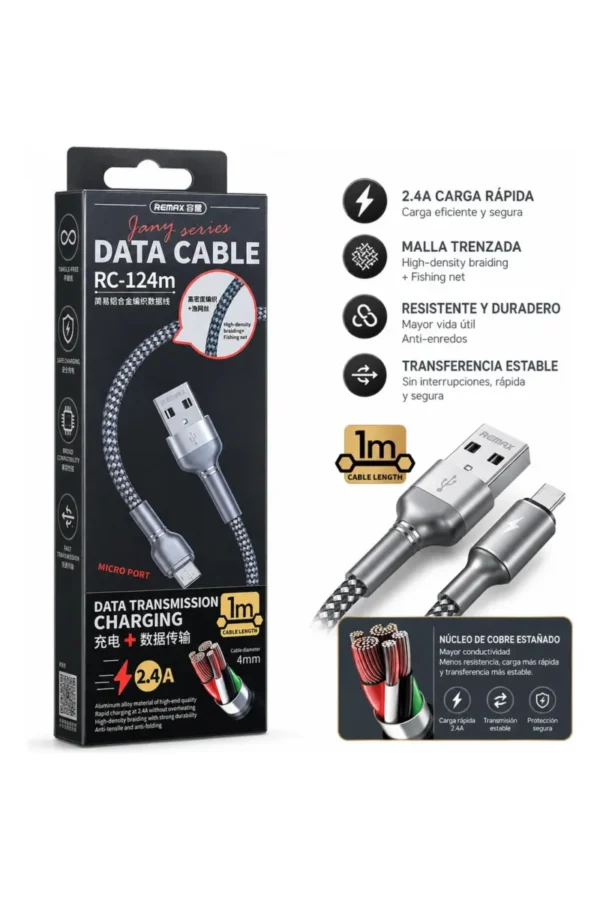 Cable de Datos Remax RC-124M - Gris oscuro