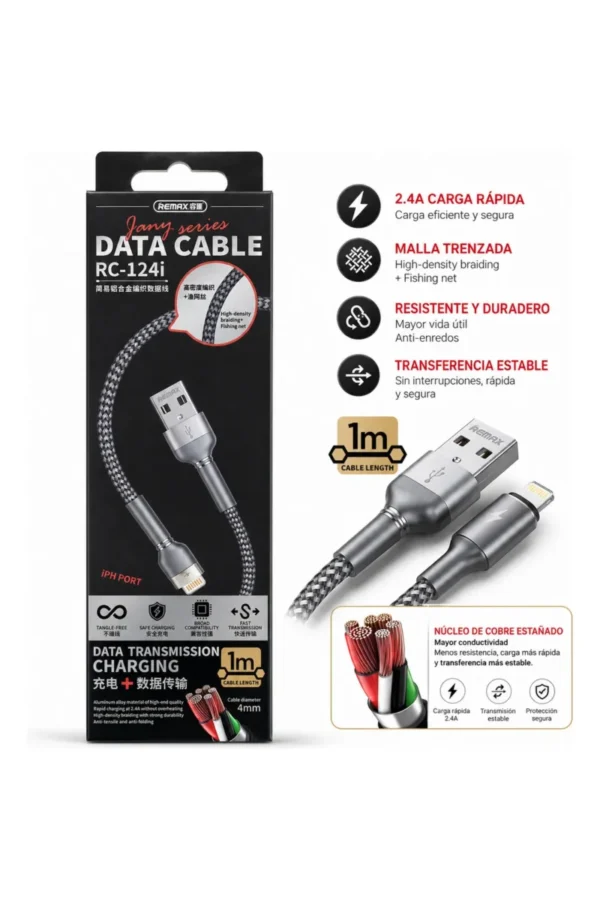 Cable de Datos Remax RC-124I - Gris oscuro