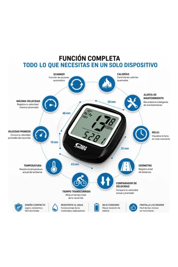Ciclocomputadora Sunding SD-546E - Negro