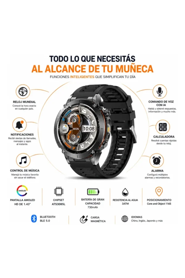 Smartwatch O'clock Military Y101 - Negro