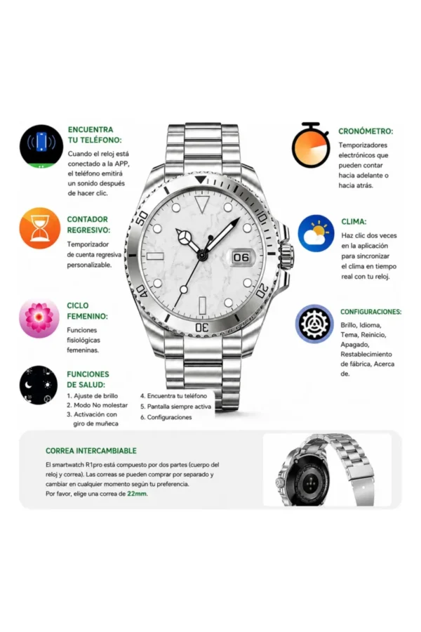 D_NQ_NP_2X_817411-MLA111639702045_052026-F.jpg Smartwatch O'clock Submariner R1 - Gris