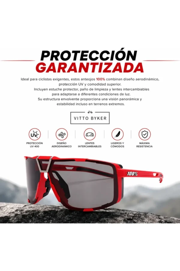 D_NQ_NP_2X_822483-MLA111400502531_052026-F.jpg Anteojos de Ciclismo 100% Bike con Estuche y 3 Lentes