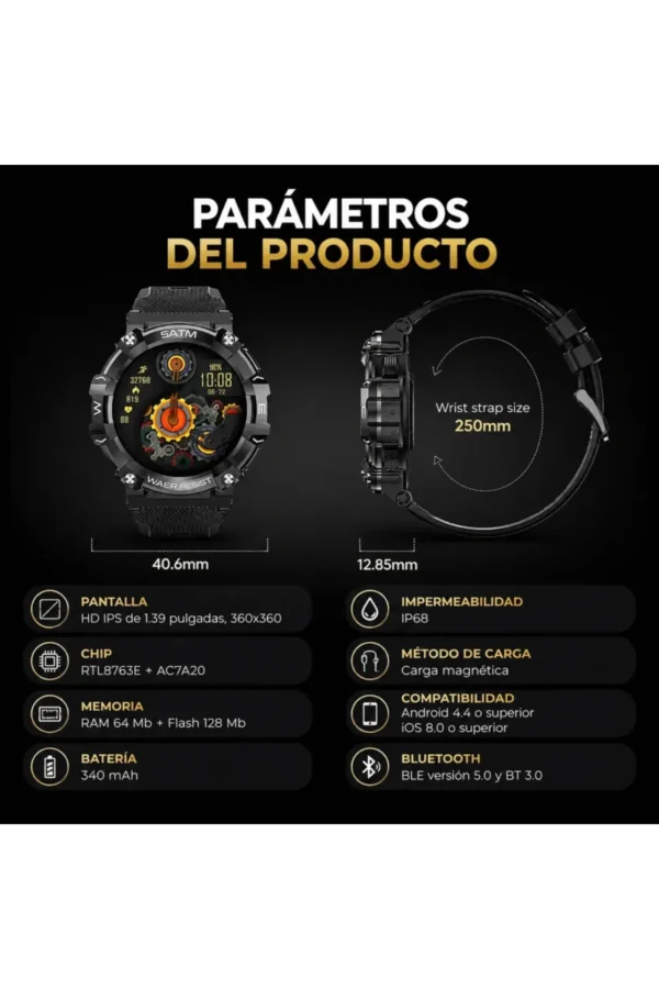 Smartwatch O'clock T-REX66 PG666 - Negro