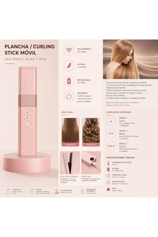 Planchita de Pelo O'clock DS1000 - Rosa