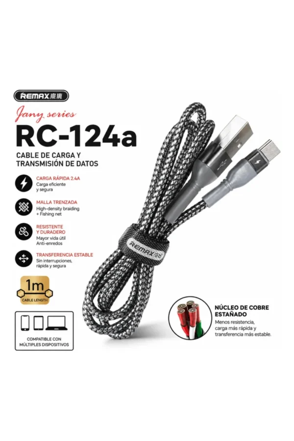 Cable de Datos Remax RC-124A - Gris oscuro