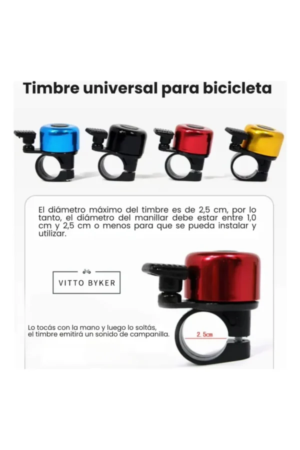 Timbre para Bicicleta Vitto Byker Clásico - Negro