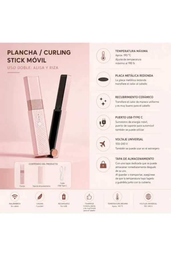 Planchita de Pelo O'clock DS1000 - Rosa