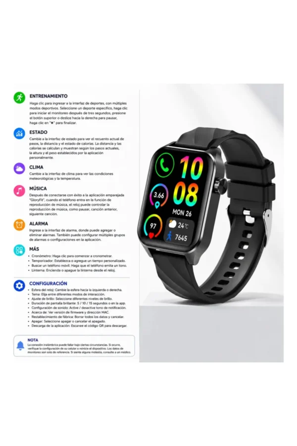 Smartwatch O'clock V22 - Negro