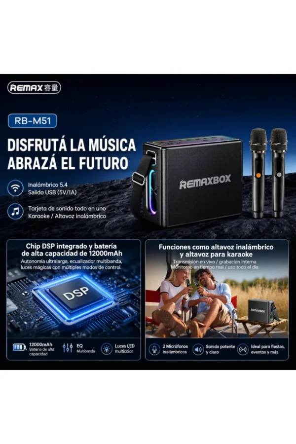 D_NQ_NP_2X_962557-MLA111602051417_052026-F.jpg Parlante Karaoke Remax RM-M51 - Gris oscuro