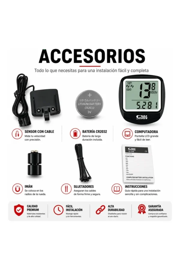 Ciclocomputadora Sunding SD-546E - Negro