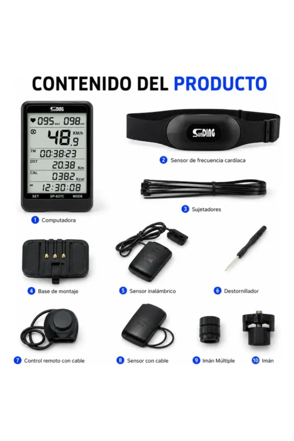 Ciclocomputadora Sunding SD-577C SD-557C - Negro