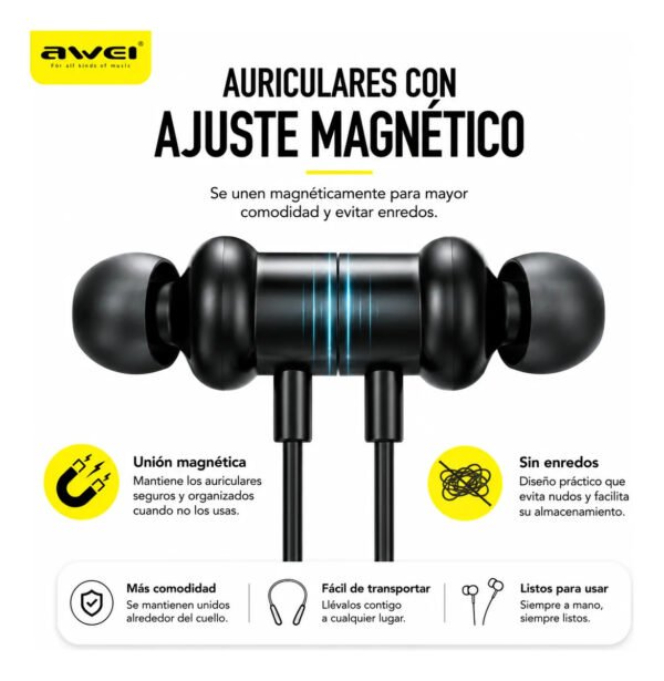 Auriculares Deportivos AWEI G75BL Inalámbricos de Banda - Negro