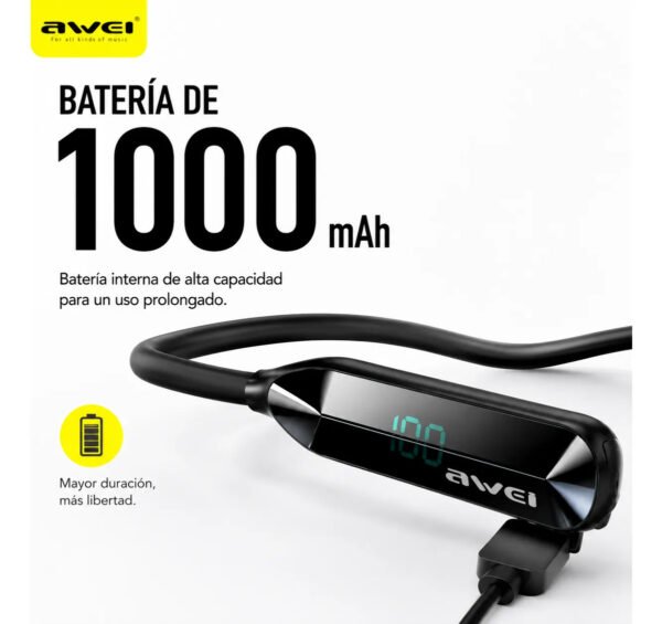 Auriculares Deportivos AWEI G75BL Inalámbricos de Banda - Negro