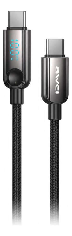D_NQ_NP_2X_791083-MLA113675684338_072026-F.jpg Cable de Carga AWEI CL-176C USB-C a USB-C 100W 1 m - Negro