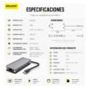 D_NQ_NP_2X_794258-MLA114957136273_072026-F.jpg Hub USB-C AWEI HUB-3 9 en 1 HDMI 4K / USB 3.0 / RJ45