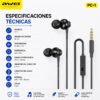 Auriculares In-Ear AWEI PC-1 Jack 3,5 mm con Micrófono - Negro