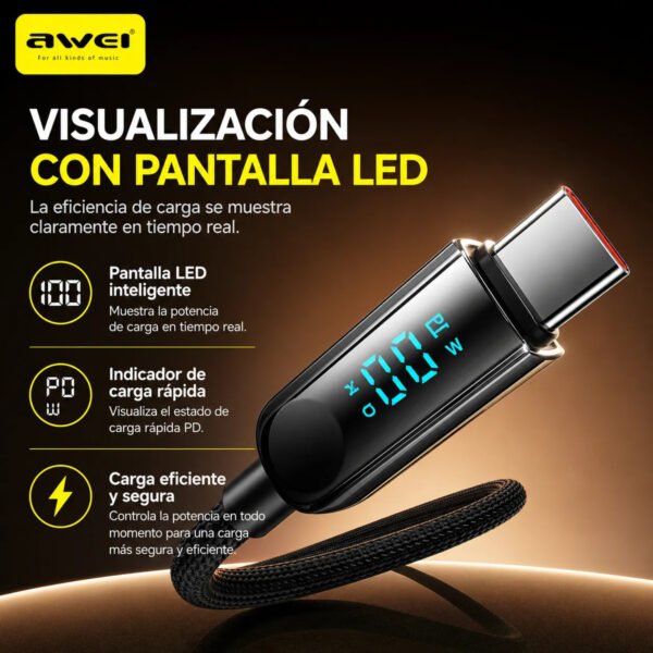 D_NQ_NP_2X_840080-MLA114962470921_072026-F.jpg Cable de Carga AWEI CL-176C USB-C a USB-C 100W 1 m - Negro