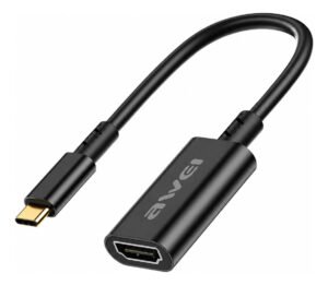 D_NQ_NP_2X_894435-MLA113348726268_072026-F.jpg Cable Adaptador AWEI CL-217T Tipo C a HDMI 4K 20 cm - Negro