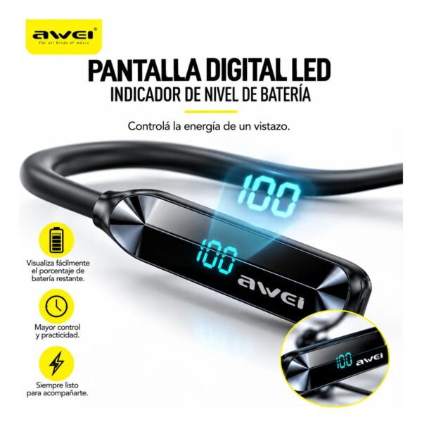 Auriculares Deportivos AWEI G75BL Inalámbricos de Banda - Negro