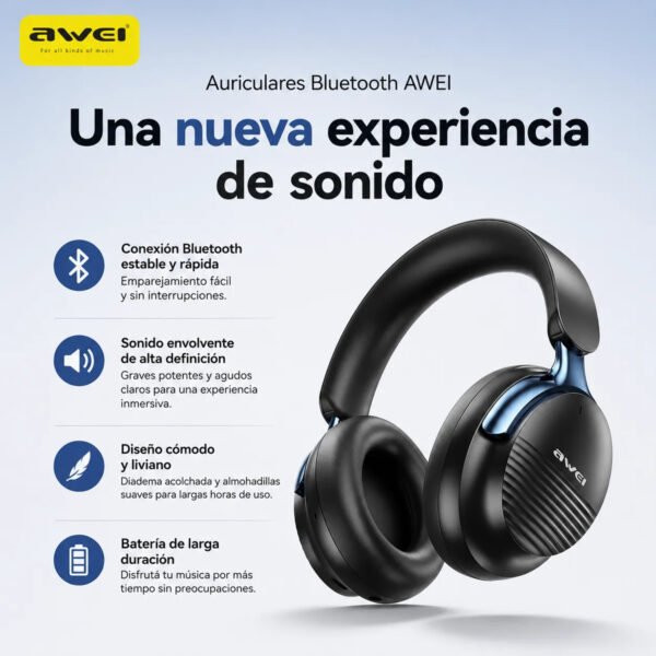 Auriculares Vincha AWEI AT15 Bluetooth ANC 50 h - Azul