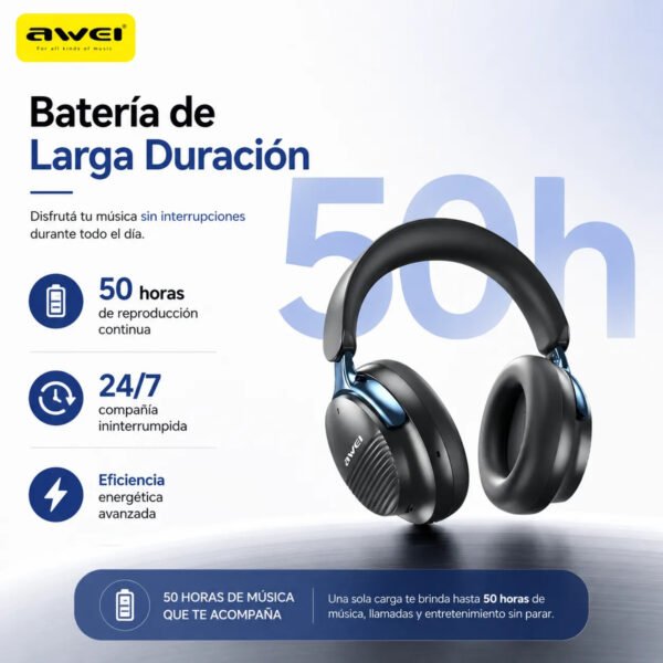 Auriculares Vincha AWEI AT15 Bluetooth ANC 50 h - Azul