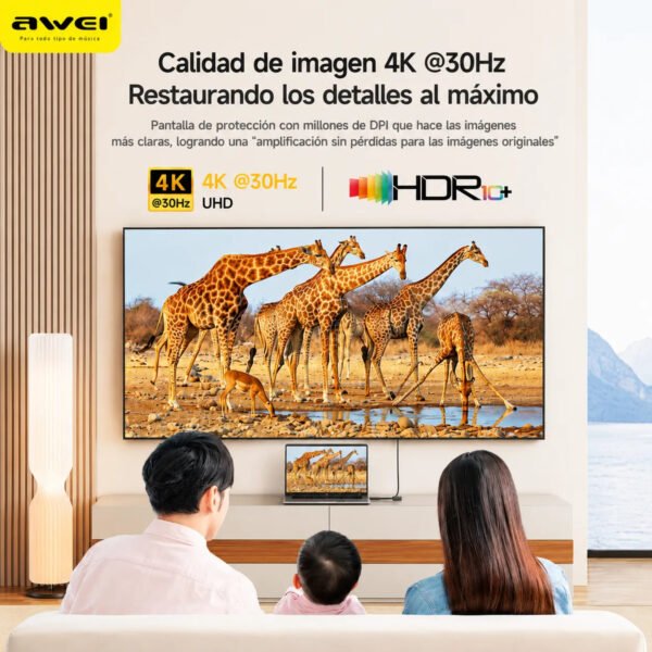 Cable Adaptador AWEI CL-217T Tipo C a HDMI 4K 20 cm - Negro