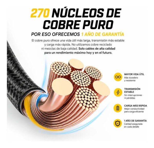 Cable de Datos AWEI CM-12C Tipo C a Lightning 240W 1,5 m - Negro