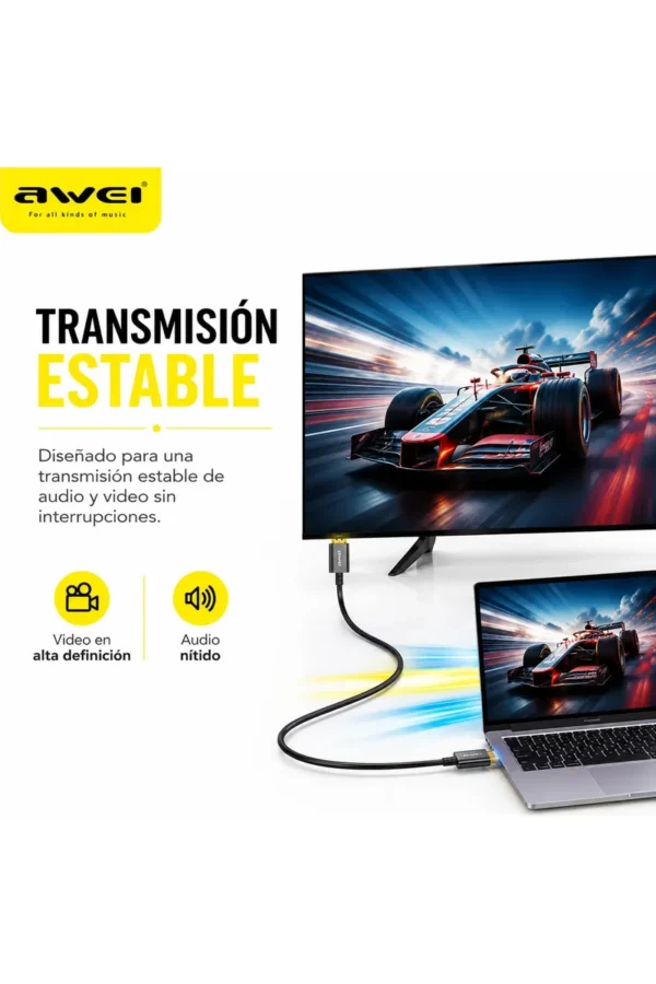 Cable HDMI AWEI CL-214 4K 60Hz 1,8 m Punta Oro - Negro