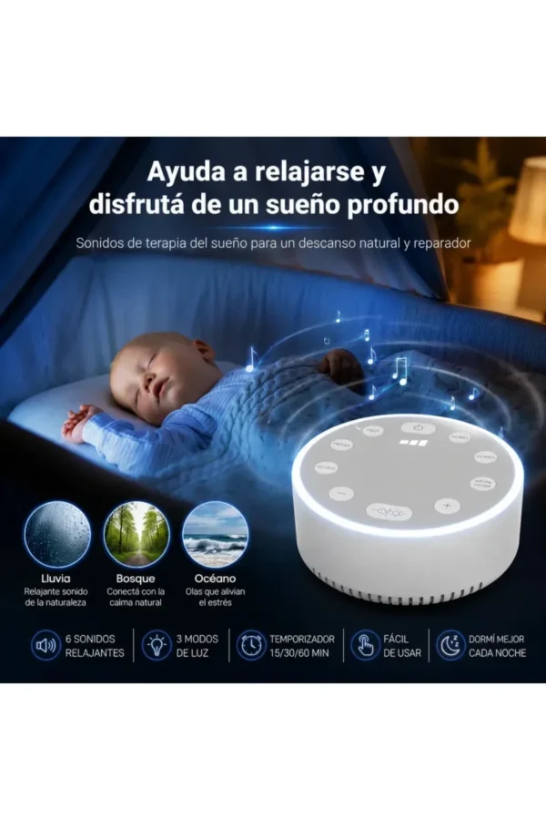 Parlante Portátil O'clock Night Light White Noise Sleep Device - Blanco