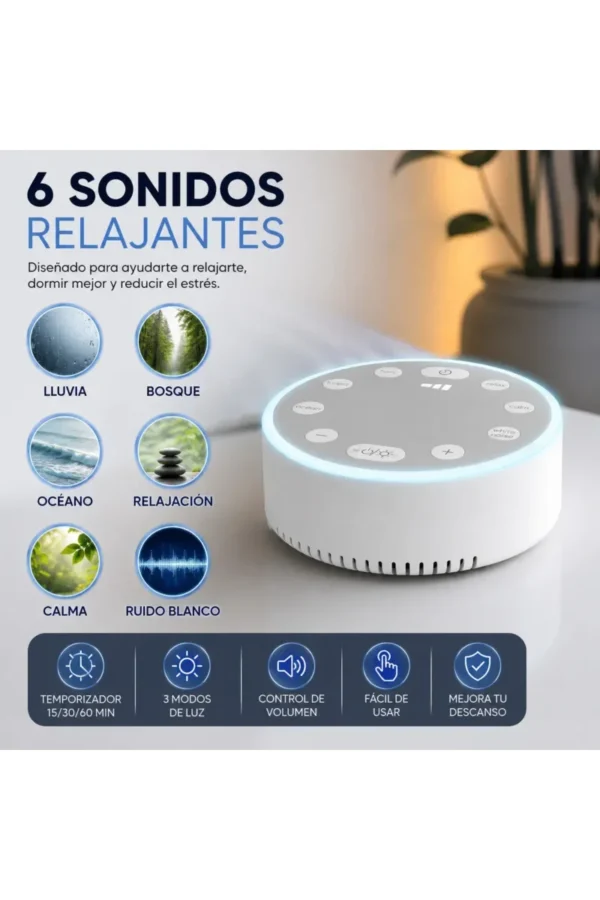 Parlante Portátil O'clock Night Light White Noise Sleep Device - Blanco