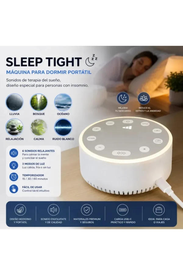 Parlante Portátil O'clock Night Light White Noise Sleep Device - Blanco